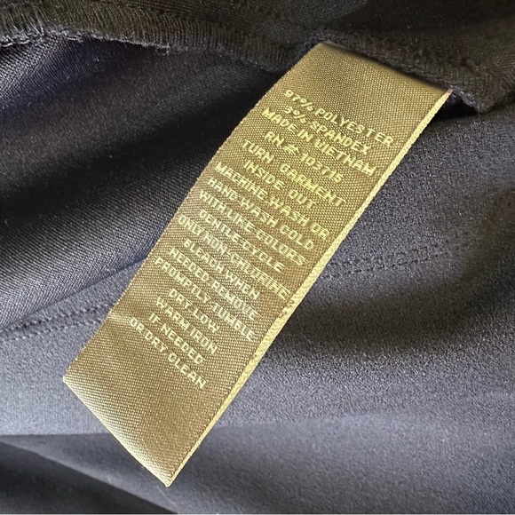 NWT Sharagano Notched Collar 3/4 Sleeve Solid Belted Stretch Crepe Dress Navy - Picture 9 of 13